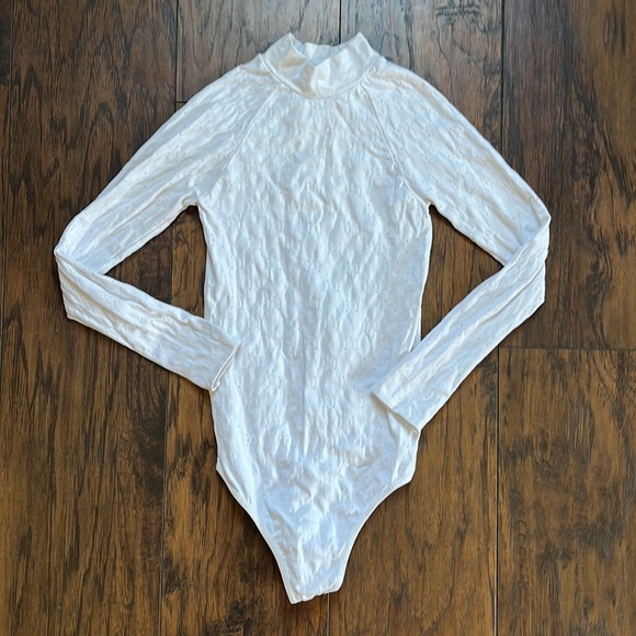 Free People Tops - Free People Intimately White Mock Neck LongSleeved Bodysuit